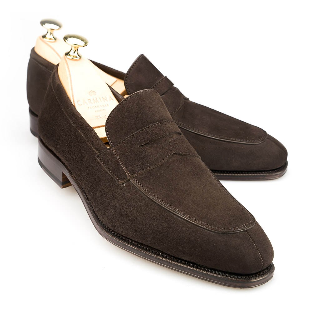 image of loafers loafers in brown suede carmina image of loafers loafers in brown suede carmina