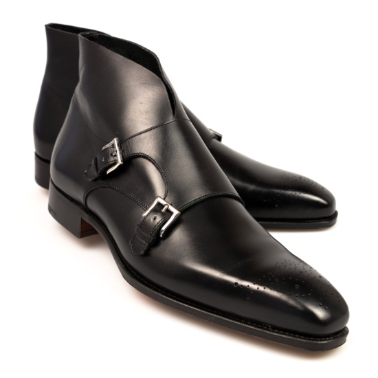 mens black double monk strap shoes