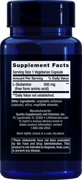 L-GLUTAMINA, 500 MG 100 CAP LIFE EXTENSION 1