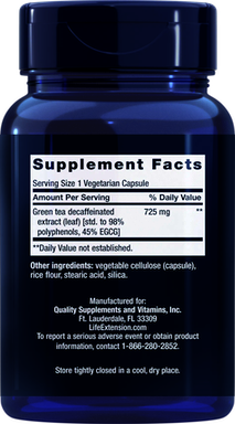 MEGA GREEN TEA EXTRACT ( EXTRACTO DE TE VERDE DESCAF), 100 CAP LIFE EXTENSION 1