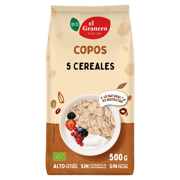 COPOS DE 5 CEREALES BIO, 500 g EL GRANERO
