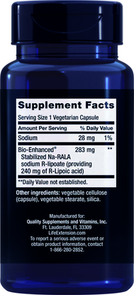 SUPER ACIDO R-LIPOIC, 240 MG 60 CÁPSULAS LIFE EXTENSION 1