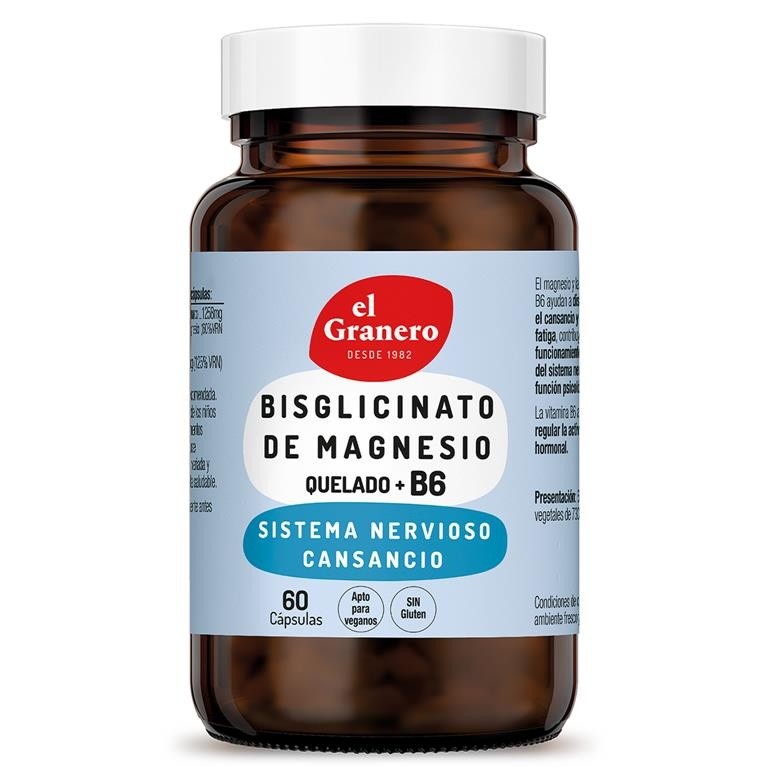 BISGLICINATO DE MAGNESIO CON B6, 60 CAP,730 mg EL GRANERO INTEGRAL