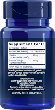 SUPER UBIQUINOL COQ10 CON APOYO MITOCONDRIAL MEJORADO ™, 50 MG 100 CAP LIFE EXTENSION 1