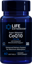 SUPER UBIQUINOL COQ10 CON APOYO MITOCONDRIAL MEJORADO, 100 MG 60 CAP LIFE EXTENSION
