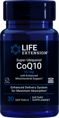 SUPER UBIQUINOL COQ10 CON APOYO MITOCONDRIAL MEJORADO ™, 50 MG 30 CAP LIFE EXTENSION