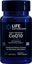 SUPER UBIQUINOL COQ10 CON APOYO MITOCONDRIAL MEJORADO ™, 50 MG 30 CAP LIFE EXTENSION