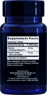 SUPER UBIQUINOL COQ10 CON APOYO MITOCONDRIAL MEJORADO ™, 50 MG 30 CAP LIFE EXTENSION 1