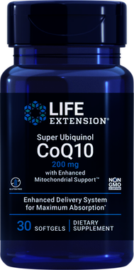 SUPER UBIQUINOL COQ10 CON APOYO MITOCONDRIAL MEJORADO, 200 MG 30 CAP LIFE EXTENSION