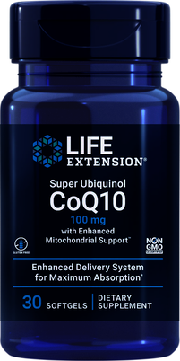 SUPER UBIQUINOL COQ10 CON APOYO MITOCONDRIAL MEJORADO, 100 MG 30 CAP LIFE EXTENSION
