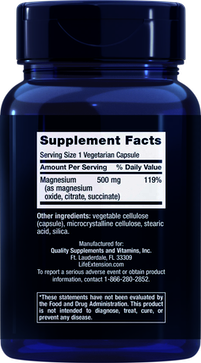 MAGNESIO CAPSULAS 500 MG 100 CAPS LIFE EXTENSION 1