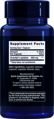 N-ACETIL-L-CISTEINA 600 MG LIFE EXTENSION 1