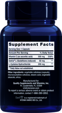 GLUTATION, CISTEINA y C (Glutathione, Cysteine & C) 100 CAPS LIFE EXTENSIO 1