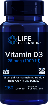 VITAMINA D3, 1000 UI 250 CÁPSULAS LIFE EXTENSION