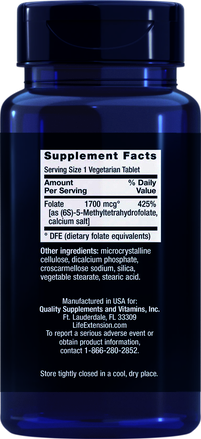 FOLATO OPTIMIZADO 1700 mcg 100 CAPS LIFE EXTENSION 1
