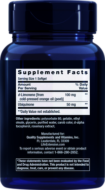 UBIQUINONA COQ10 CON D-LIMONENO SUPERABSORBIBLE 50 MG 60 CÁPSULAS LIFE EXTENSION 1