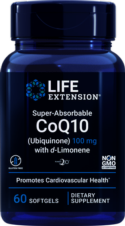 UBIQUINONA COQ10 CON D-LIMONENO SUPERABSORBIBLE 100 MG 60 CÁPSULAS LIFE EXTENSION