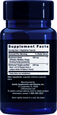HONGOS INMUNE CON BETAGLUCANOS (Mushroom Immune with Beta Glucans) 30 CAPS LIFE EXTENSION 1