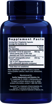 ASHWAGANDA PLUS CALM & FOCUS 60 CAPS LIFE EXTENSION 1