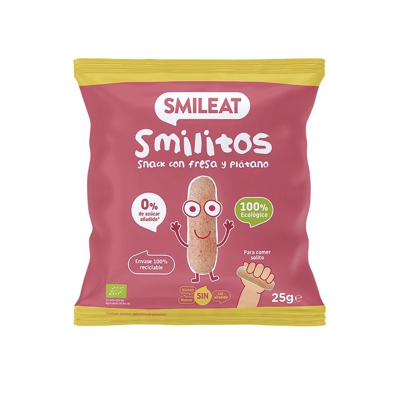 SMILITOS CON FRESA Y PLATANOS BIO, 25 g SMILEAT