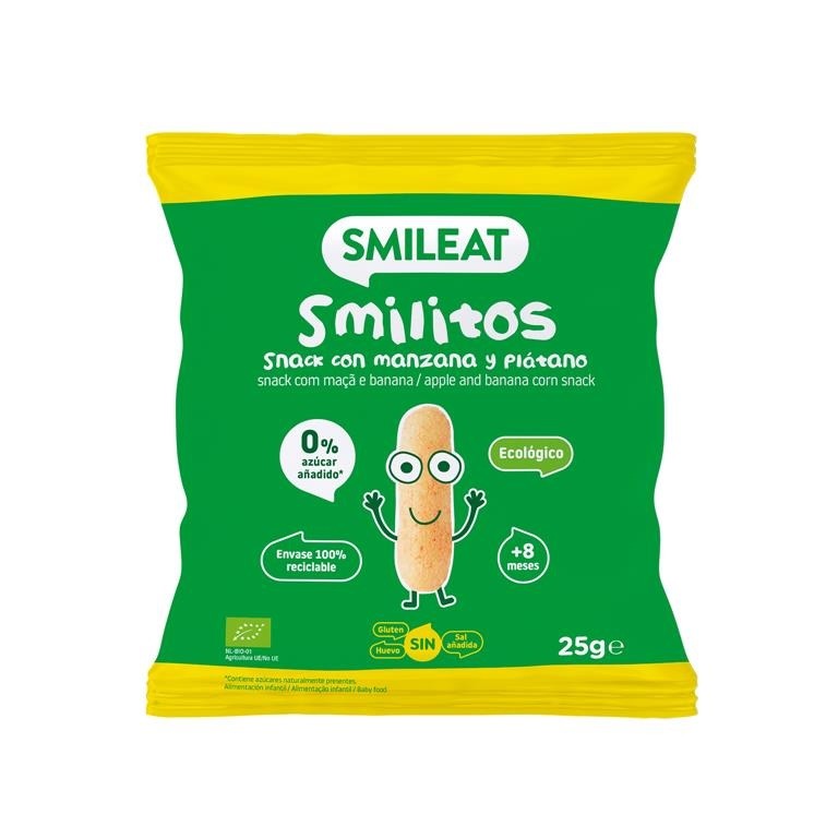 SMILITOS CON MANZANA Y PLATANOS BIO, 25 g SMILEAT