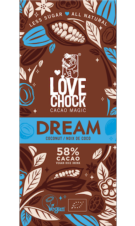 DREAM TABLETA DE CHOCOLATE CON COCO 58% CACAO VEGANO ORGÁNICO 70 GR LOVECHOCK