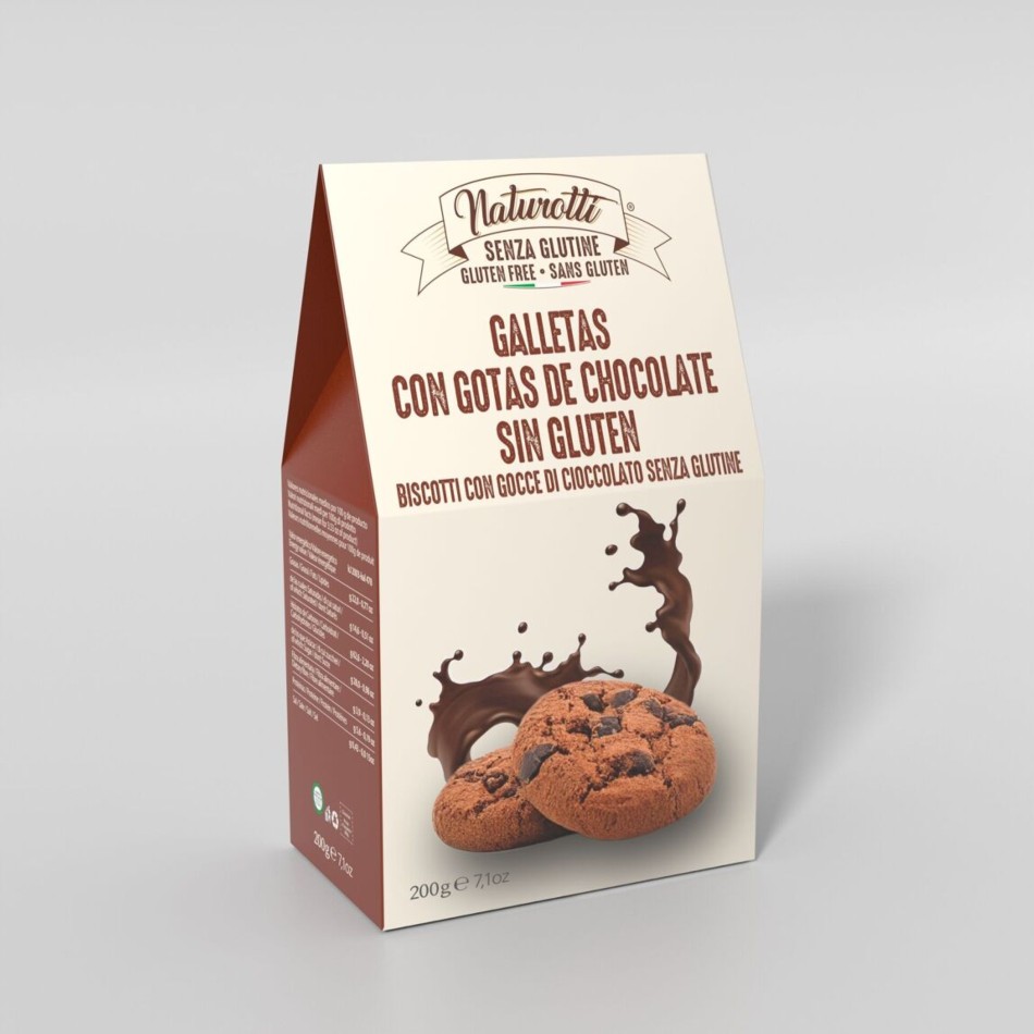 GALLETAS CON CHISPAS DE CHOCOLATE SIN GLUTEN 200 GR NATUROTTI