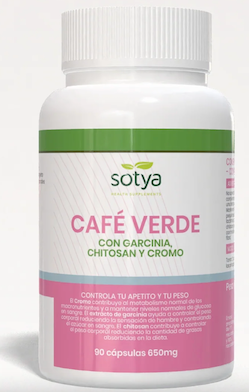 CAFÉ VERDE + GARCINIA + CHITOSAN 650MG CAPS. 90U SOTYA