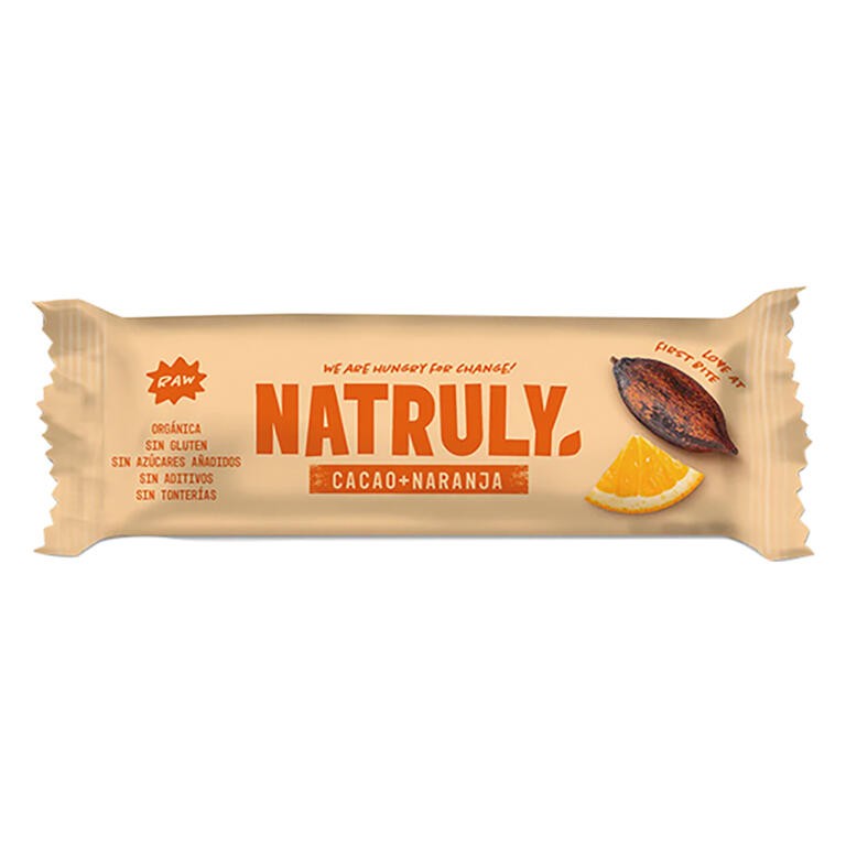 BARRITA RAW CACAO Y NARANJA BIO, 40 gR NATRULY