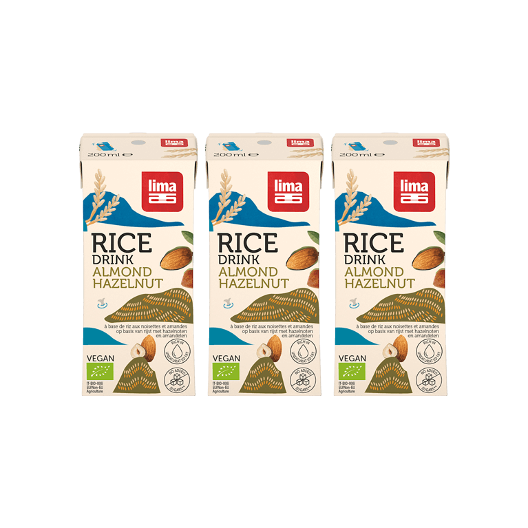 LIMA BEBIDA ARROZ, AVELLANAS, ALMENDRAS 3X200 ML 