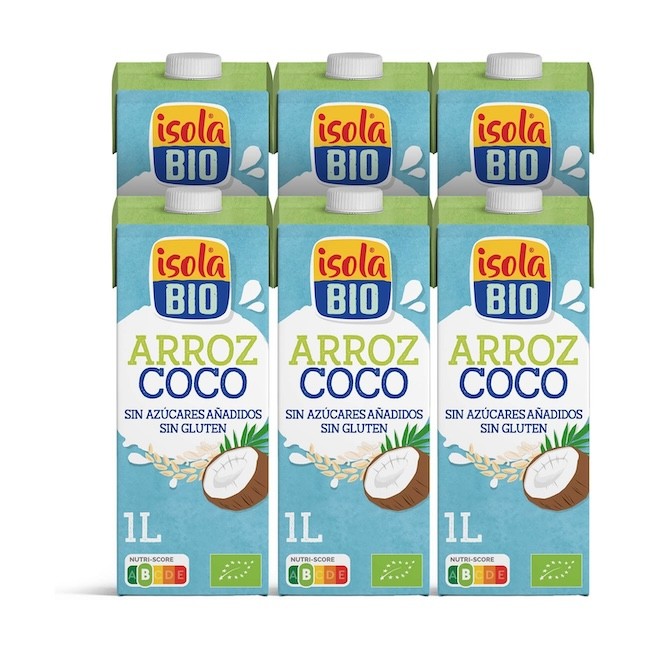 PACK DE 6 LITROS BEBIDA DE ARROZ Y COCO BIO, 1L ISOLA BIO
