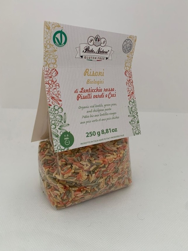 RISONI DE LENTEJAS ROJAS GUISANTES Y GARBANZOS ECO SIN GLUTEN 250 GR PASTA NATURA
