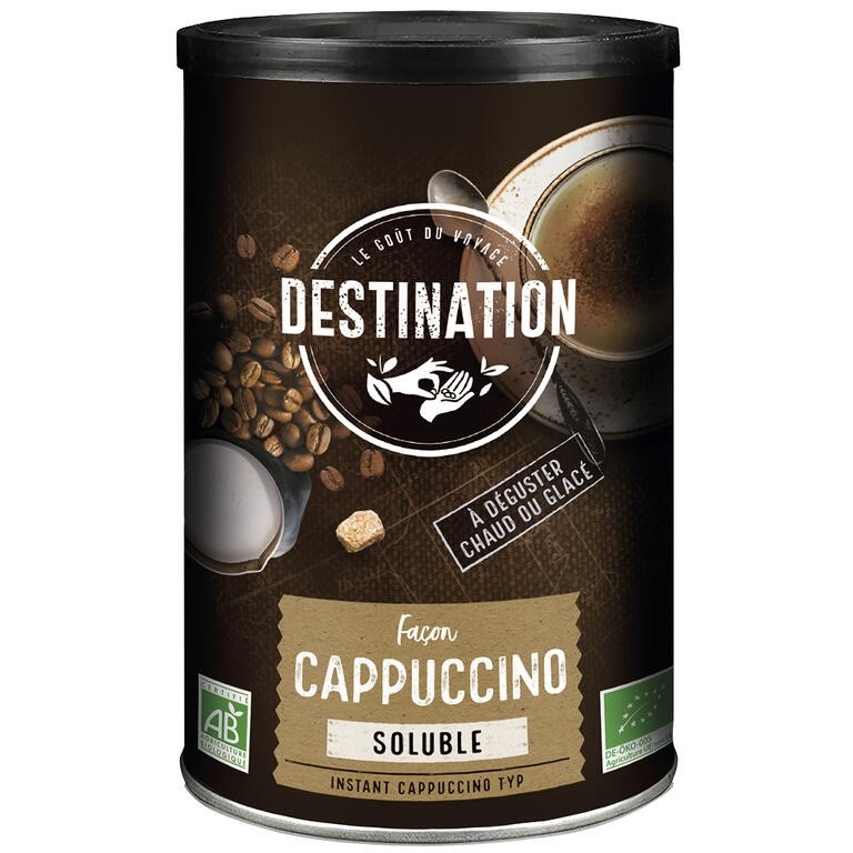 CAFE CAPUCHINO SOLUBLE BIO, 200 g DESTINATION