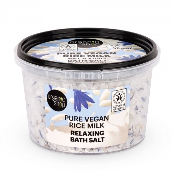 SAL DE BAÑO RELAJANTE CON LECHE DE ARROZ VEGANA, 300 g ORGANIC SHOP