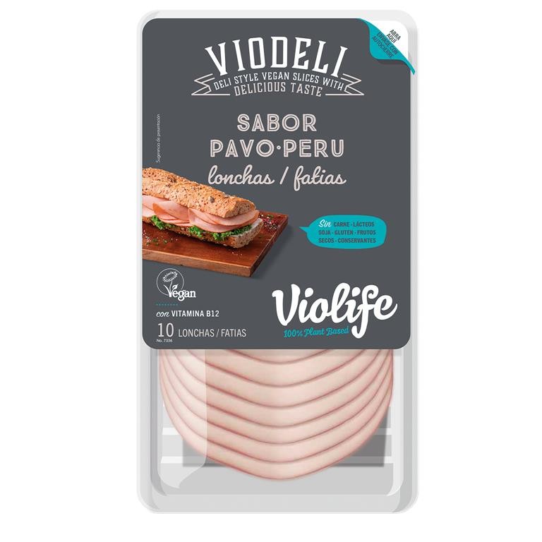 LONCHAS VEGETALES VIODELI SABOR PAVO 100 g VIOLIFE