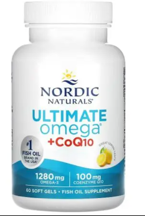 ULTIMATE OMEGA + CoQ10, 1280 mg de Omega-3 + 100 mg de Q10, limón, 60 cápsulas blandas NORDIC NATURALS