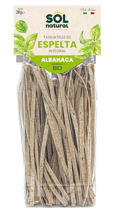 TAGLIATELE DE ESPELTA CON ALBAHACA 250 GR SOLNATURAL