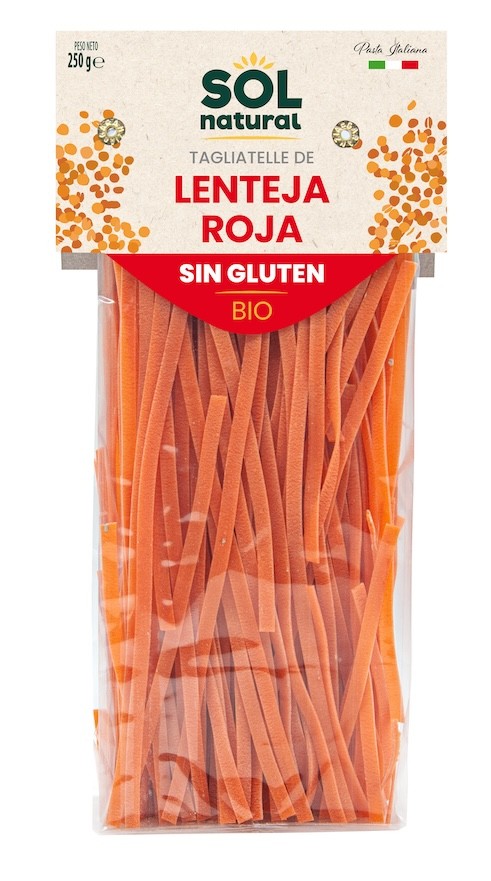 TAGLIATELLE DE LENTEJA ROJA SIN GLUTEN BIO 250 GR SOLNATURAL