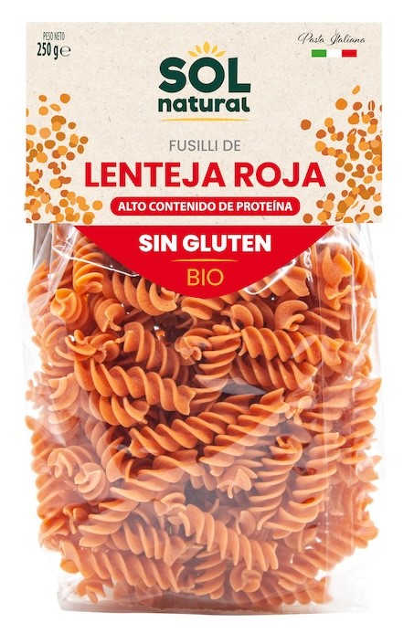 FUSILLI DE LENTEJA ROJA BIO SIN GLUTEN 300 g SOLNATURAL