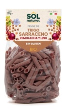 MACARRONES DE TRIGO SARRACENO REMOLACHA Y LINO BIO SIN GLUTEN 250 gr SOLNATURAL