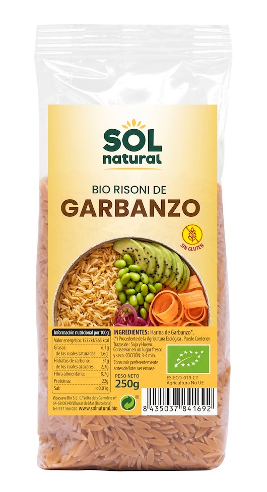 RISONI DE GARBANZO BIO 250 GR SOLNATURAL