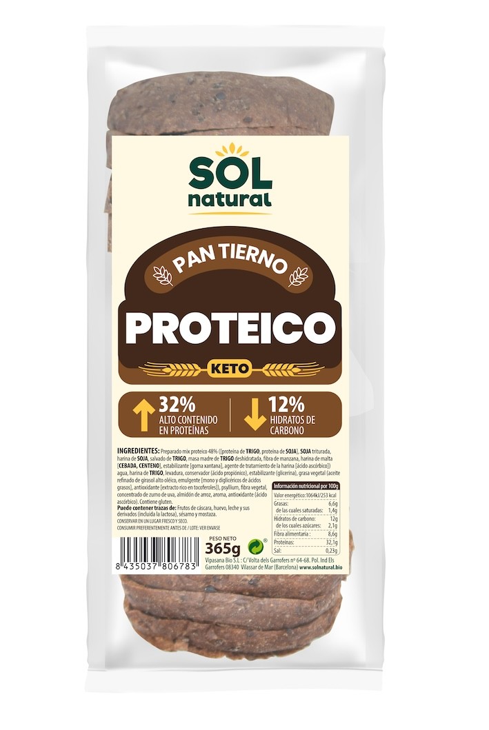 PAN DE MOLDE PROTEICO KETO 365 GR SOLNATURAL
