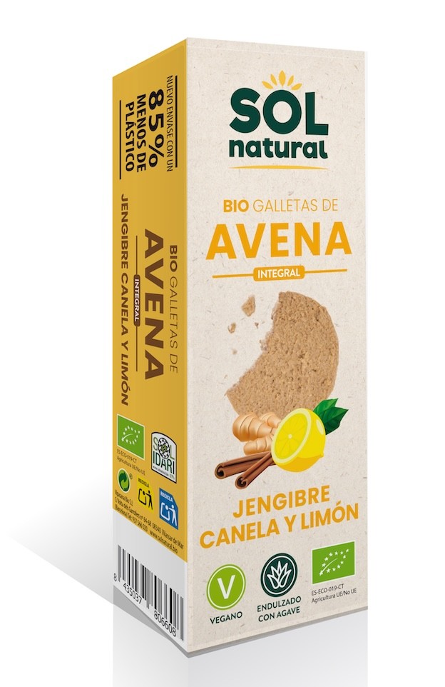GALLETAS DE AVENA JENGIBRE CANELA LIMON175gr BIO SOLNATURAL