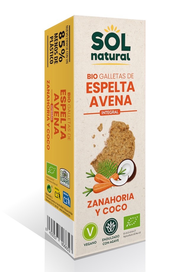 GALLETAS DE ESPELTA-AVENA ZANAHORIA COCO BIO 175 g BIO SOLNATURAL