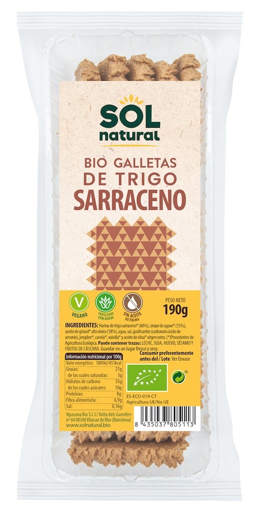GALLETAS DE TRIGO SARRACENO BIO 190 g SOLNATURAL