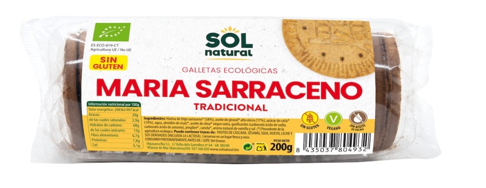 GALLETAS MARIAS TRIGO SARRACENO TRADICIONAL 200 gr BIO SOLNATURAL