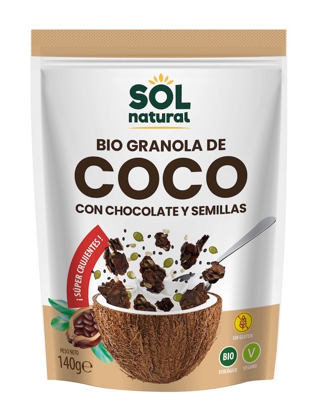 GRANOLA CRUNCHY DE COCO CON CHOCOLATE 140G BIO SOLNATURAL