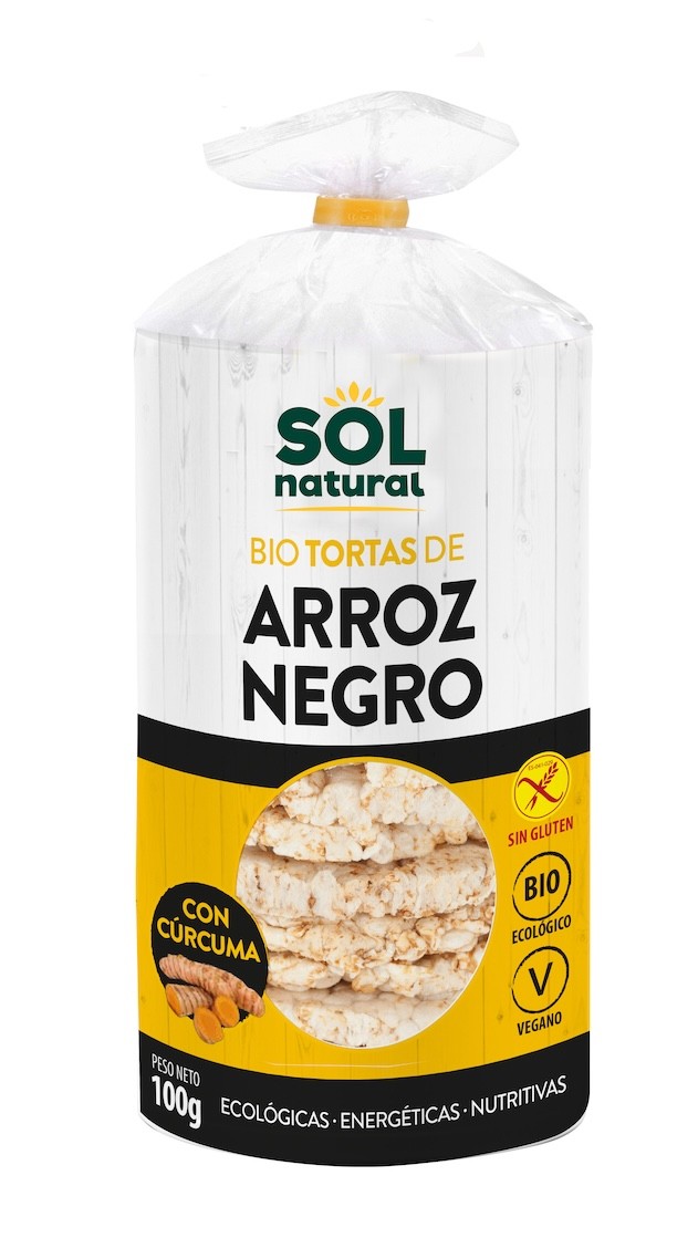 TORTITAS DE DE ARROZ NEGRO Y CÚRCUMA BIO 100 GR SOLNATURAL