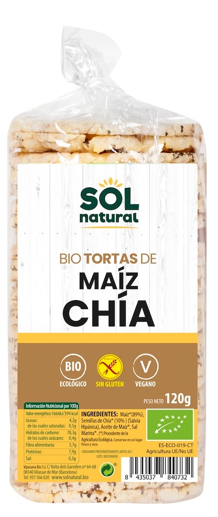 TORTITAS MAIZ CHIA SIN GLUTEN 120 GR SOLNATURAL