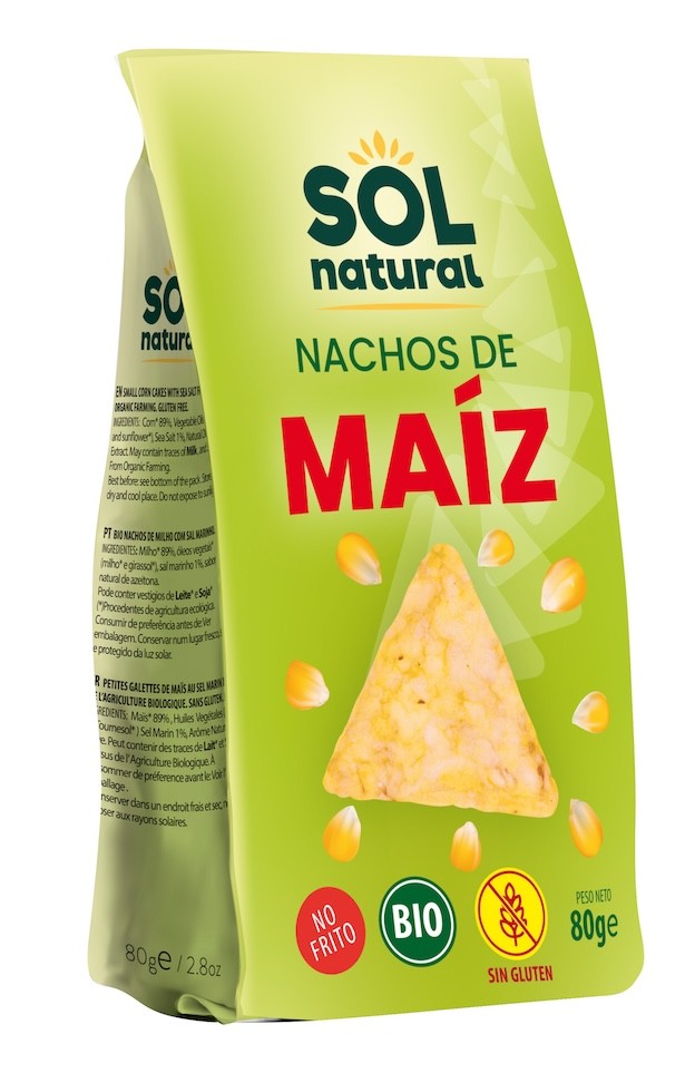 NACHOS DE MAÍZ NO FRITOS BIO SIN GLUTEN 80 GR SOLNATURAL